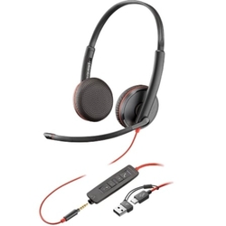 Auriculares Poly Blackwire 3225 + Adaptador Usb-C/A/ Con Mic