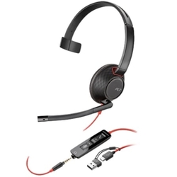 Auricular Poly Blackwire 5210 + Adaptador Usb-C/A/ Con Micró