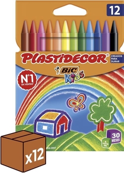 (Pack 12u.) Ceras Plastidecor 12 colores