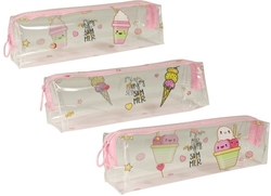 PAQ/12 PORTATODOS TRANSPARENTES ICE-CREAM 1 CREMALLERA