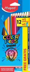 Lapices de colores maped color peps caja de 12 unidades colores surtidos + 1 lapiz grafito + 1 sacapuntas