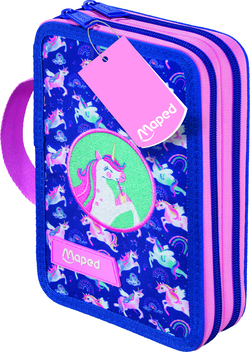 38-Piece Unicorn Multi-Product Pencil Case with 2 Zippers