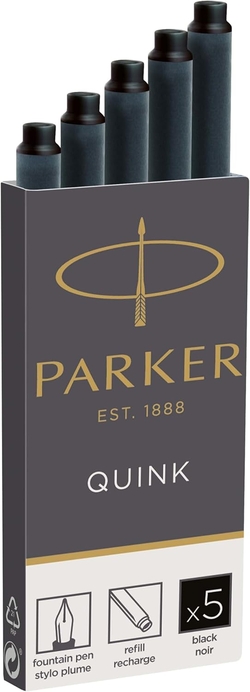 Estuche 5 cartucho largo pluma parker tinta color negro