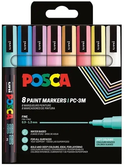 BLISTER 8 MARCADORES UNI-POSCA PC5M COLORES SOFT 1,8-2,5MM