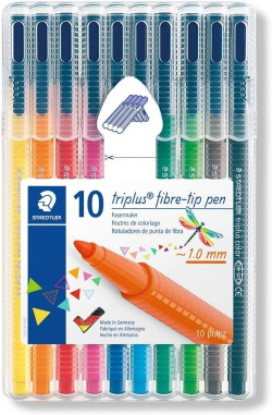 Estuche plástico 10 rotuladores triplus 323 colores surtidos
