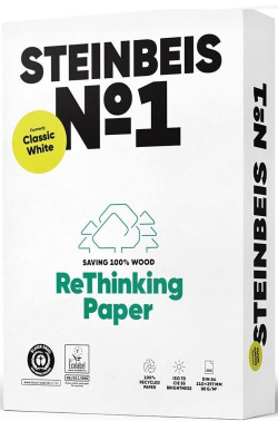 C/5 paquete 500 hojas a4 80g steinbeis classic white papel reciclado color crema