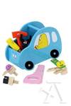COCHE DE MADERA CON HERRAMIENTAS AZUL BARBAPAPA (14 PIEZAS)