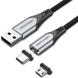 Cable De Carga Magnético Usb Tipo-C Con Adaptador Microusb V
