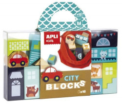 Bloques de madera con formas geom�tricas para construir una ciudad 16 piezas