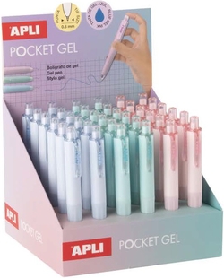 Exp 36 bolígrafos de gel mini colores pastel punta 0.5mm tinta azul