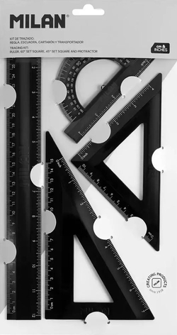 ESTUCHE DE DIBUJO FLEXIBLE 4 PIEZAS 30CM NEGRO SHADOW