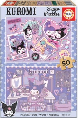 PUZZLE 2X50 PIEZAS MADERA HELLO KITTY KUROMI