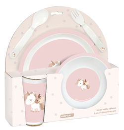 UNICORN PRE-MADE PLATES, CUTLERY AND GLASS SET 26X26X9CM