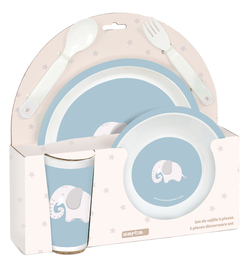 SET PLATOS, CUBIERTOS I VASO PREE. ELEFANTE 26X26X9CM