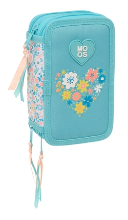 PLUMIER TRIPLE 37 PIEZAS RECICLADO MOOS FIORI 12,5x19,5x5,5cm