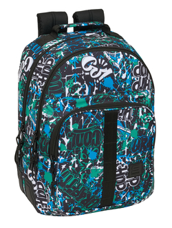 MOCHILA DOBLE ADAPTABLE CARRO SAFTA GRAFFITI GO 32x42x15cm