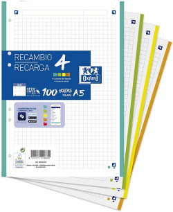 REFILL 4 MULTICOLOR A5 100 SHEETS 90G 4 HOLES GRAPH 5X5