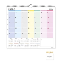 CALENDARIO PARED 2026 MULTICOLOR 32,5X27 CM