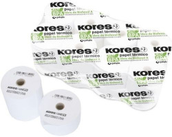 PACK 10 ROLLO PAPEL TERMICO SIN BISFENOL 57X35X12MM KORES