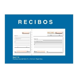Paq/10 talonarios de recibos con i.g.i.c.1/3 folio 21x10,5 con matriz
