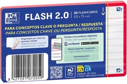 Paquete flashcards 2.0 oxford a7 30 fichas 1 linea color rojo