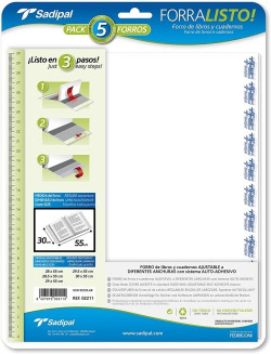 Paq/5 forro libros ajustable 30x55cm forralisto polipropileno 80 micras