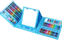 Mega set iniciacion dibujo con atril 208 piezas color azul