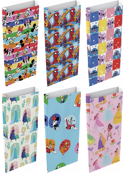 Paq/12 sobre bolsa papel kraft color kraft disney 15x6x30cm surtidos
