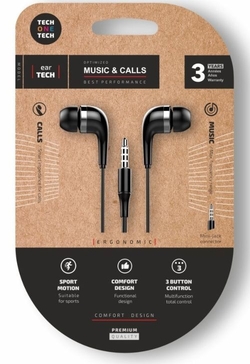 Blister auriculares soft eartech black intrauditivos jack