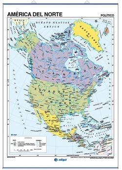 Mapa Mural América Norte (físico/político) galego 1285x915mm