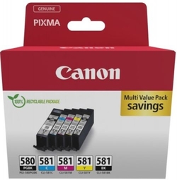 Multipack 5 cartuchos original canon pgi580+cli581 negro, cian, magenta, amarillo
