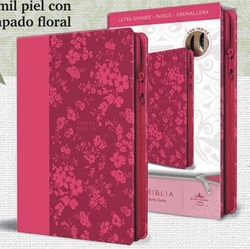 Biblia RVR 1960.Letra grande.Piel, Estmpampado Floral, Cremallera