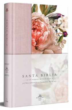 Biblia Reina Valera 1960 letra grande. Tapa Dura, Tela rosada con flores, tama�o manual