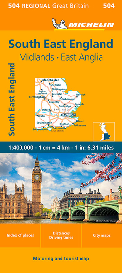 MAPA REGIONAL ENGLAND SOUTHEAST, MIDLANDS, EAST ANGLIA 504