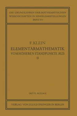 Elementarmathematik vom H�heren Standpunkte Aus, II