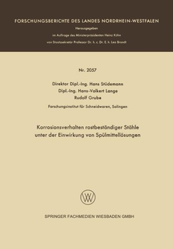 Korrosionsverhalten rostbest�ndiger St�hle unter der Einwirkung von Sp�lmittell�sungen